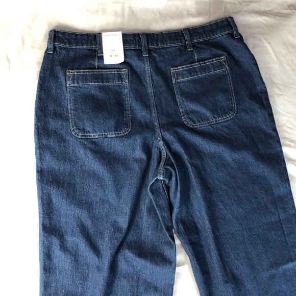 NWT Free Assembly Patch Pocket Jeans Womens Blue Wide Leg Dark Wash Size 16 New - Picture 12 of 13